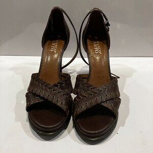 Franco Sarto Leather Heels Platform Sandals Braided Leather Like New